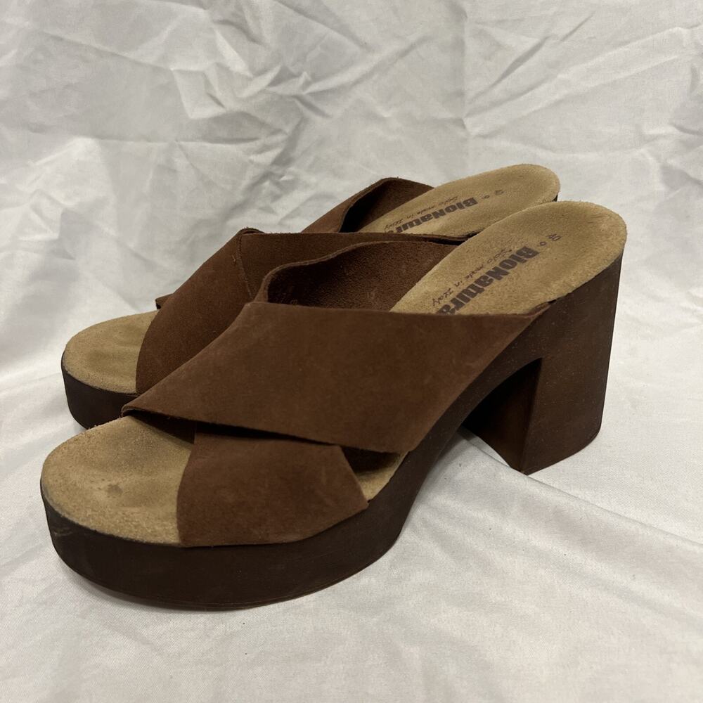 BioNatura Suede Chunky Platform Sandals Brown Size 40 Women’s 9